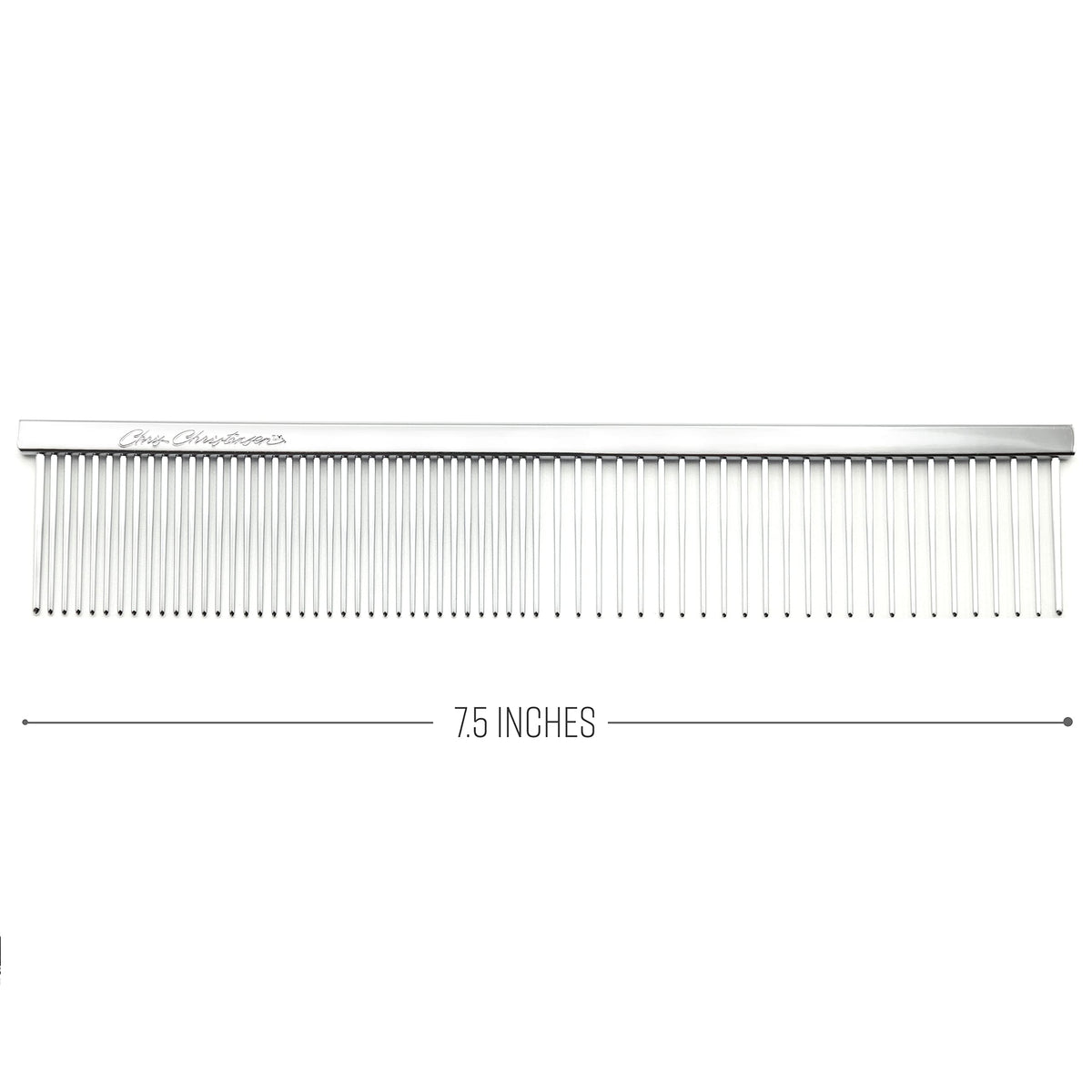 Chris Christensen Groomers Bundle - 000 7.5 in. Greyhound Style Fine/Coarse Buttercomb, Stainless Steel - Big K Slicker Dog Brush Large, Perfect for Doodles, Angled Polished Pins