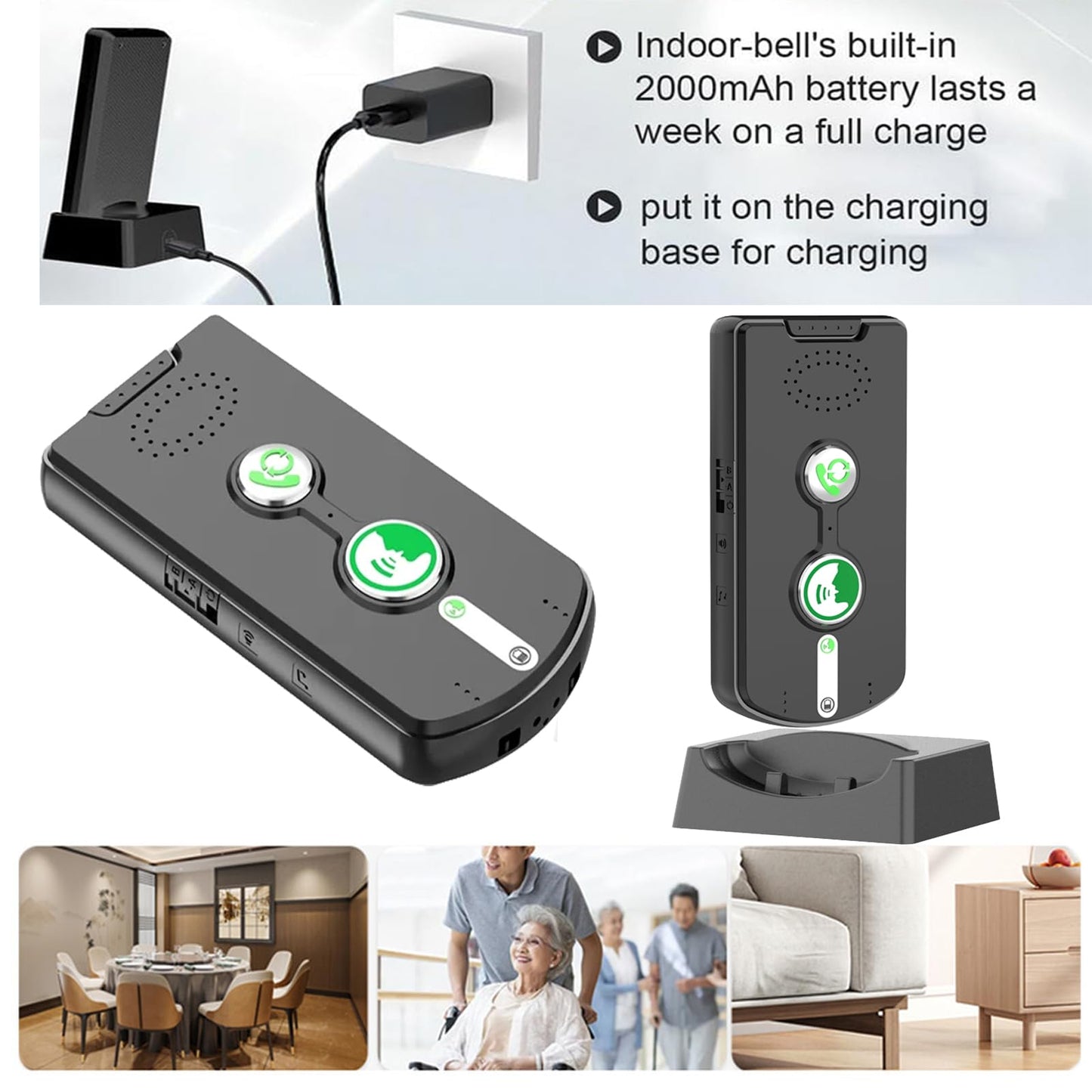 2 Way Wireless Intercom System for Home, 1/2 Mile, Full Duplex 2-Way Radio Hands Free, Rechargeable, 120H Standby,Volume Control - Room to Room, Elderly Care, Indoor Outdoor,Use for Business, Offices