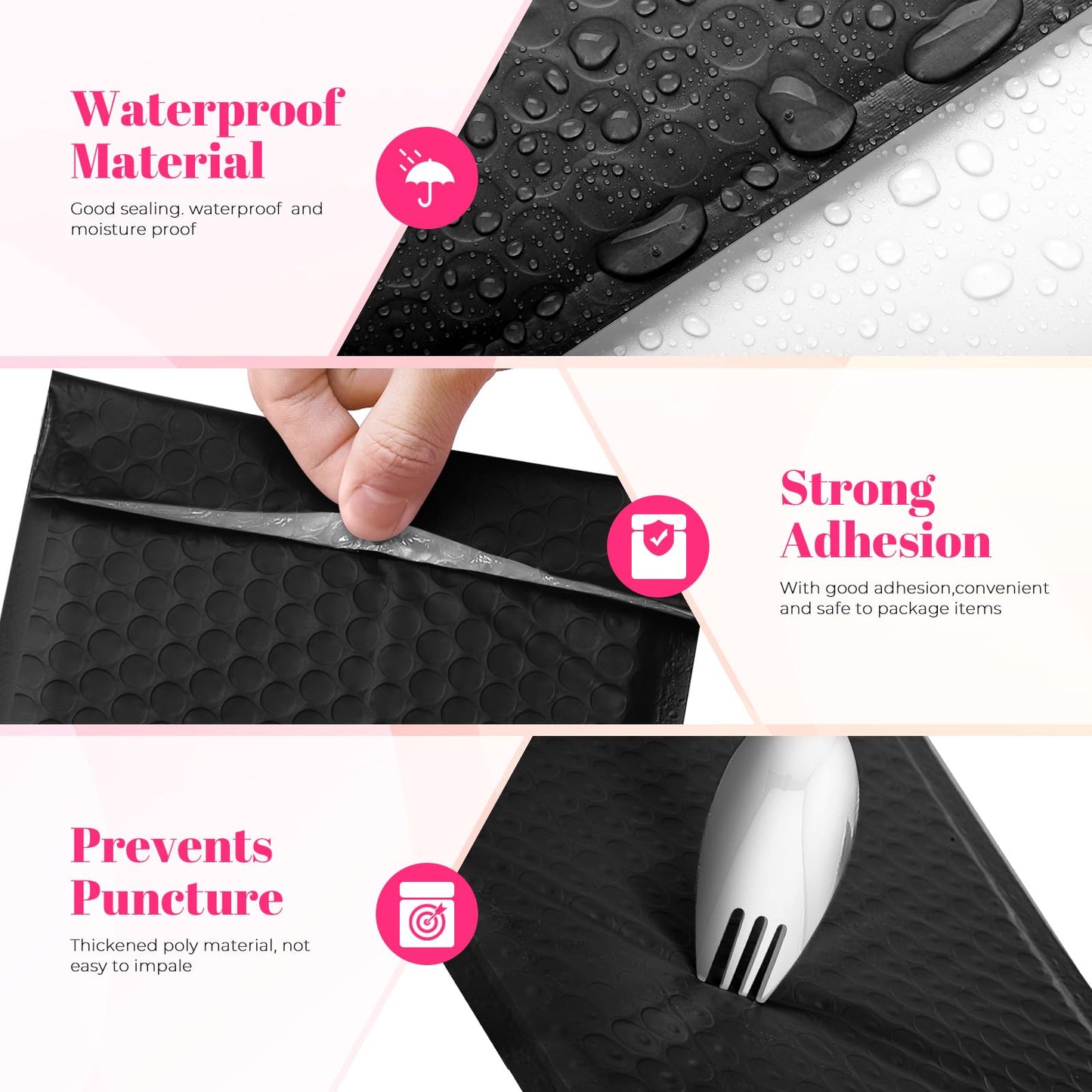 Metronic Bubble Mailer 10x13" Black 40 Pack, Poly Padded Envelopes Waterproof Shipping Bags for Clothing, Self Seal Cushioning Mailers for Shipping Books, Jewelry, Makeup Supplies