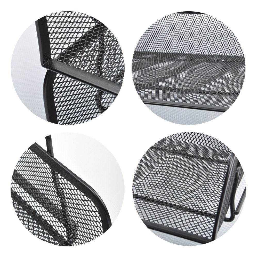 EASEPRES 2 Pack Stackable Desk Paper Tray, Metal Mesh Desktop Document Letter File Organizer for Office Home School, 13.5'' L x 9.75'' W x 5.5'' H, Black