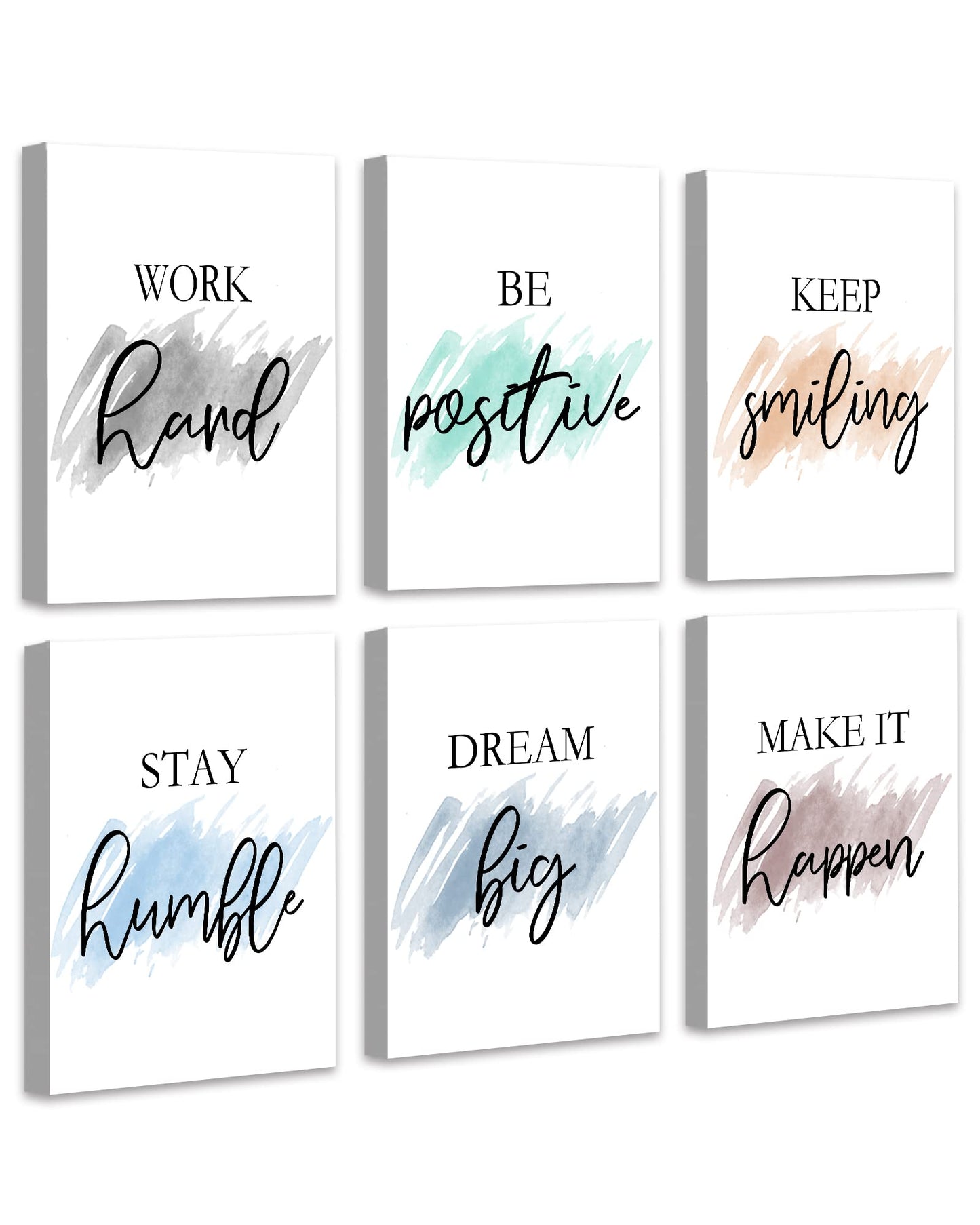 Drsoum Motivational Wall Decor Inspirational Office Wall Art Quotes 12” x16” Framed Wall Art for Living Room Encouraging Canvas Posters for Office Bedroom Sayings - Set of 6 PCS Framed