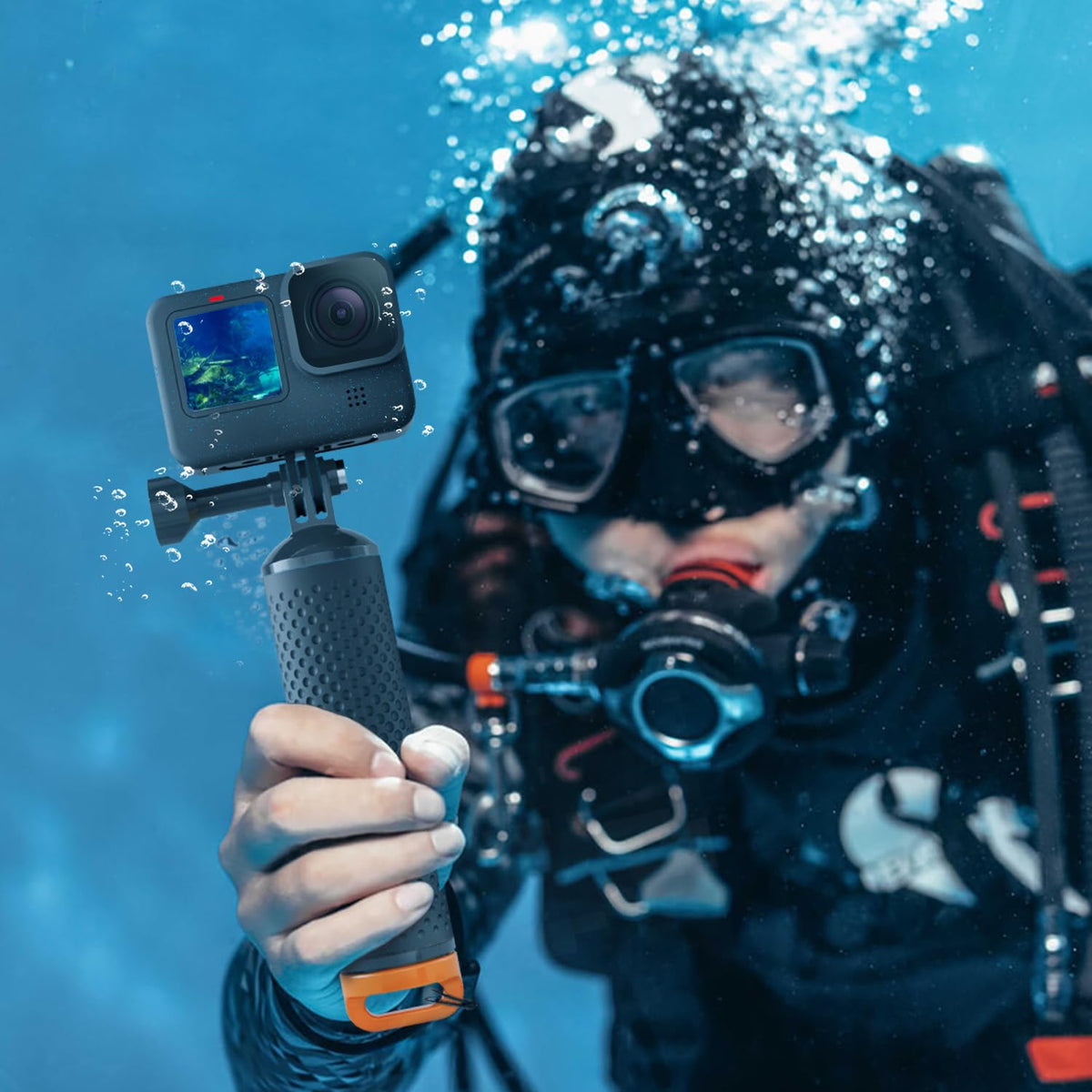 Sametop Floating Handle Grip Floaty Stick Waterproof Handler Accessory Compatible with GoPro Hero 13, 12, 11, 10, 9, 8, 7, 6, 5, 4, Session, 3+, 3, Hero(2018), Max, DJI Osmo Action Cameras (Orange)