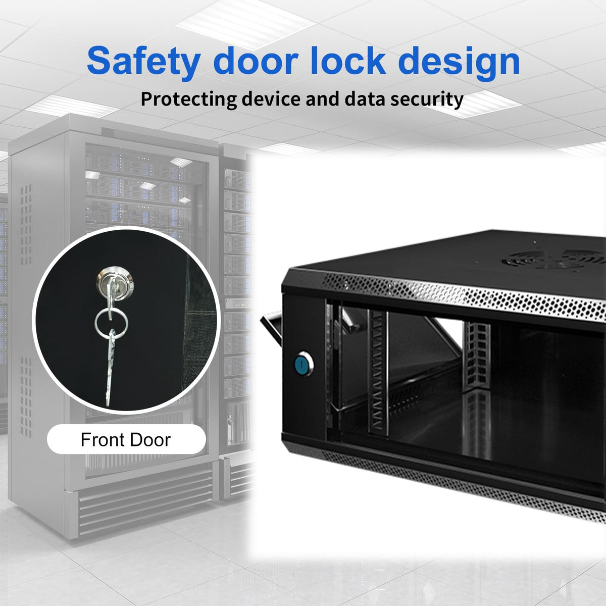 6U Wall Mount Server Cabinet IT Network Rack Enclosure Lockable Glass Door Black