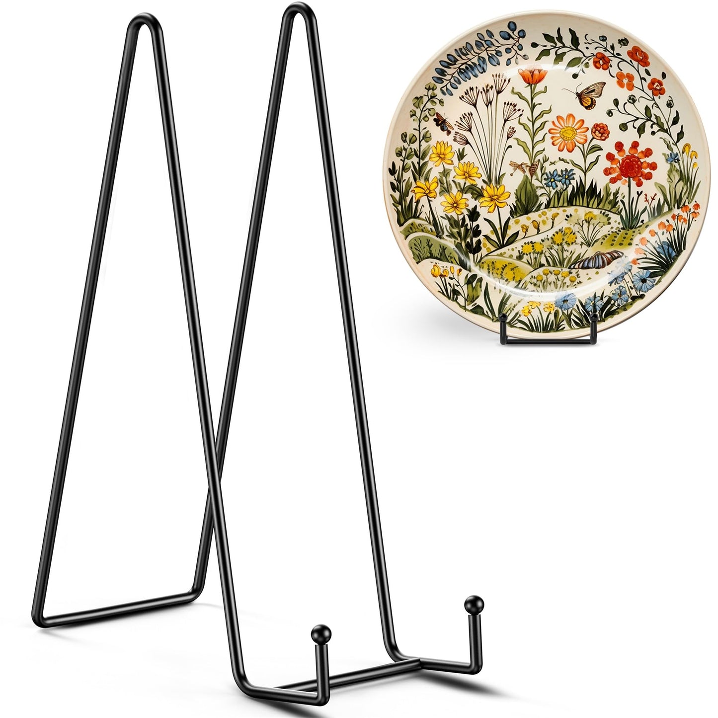 TR-LIFE 4 Pack 12 Inch Large Plate Stands/holder for Display - Metal Picture Frame Holder Stand + Easels for Platter, Book, Plaque, Photo, Table top Art