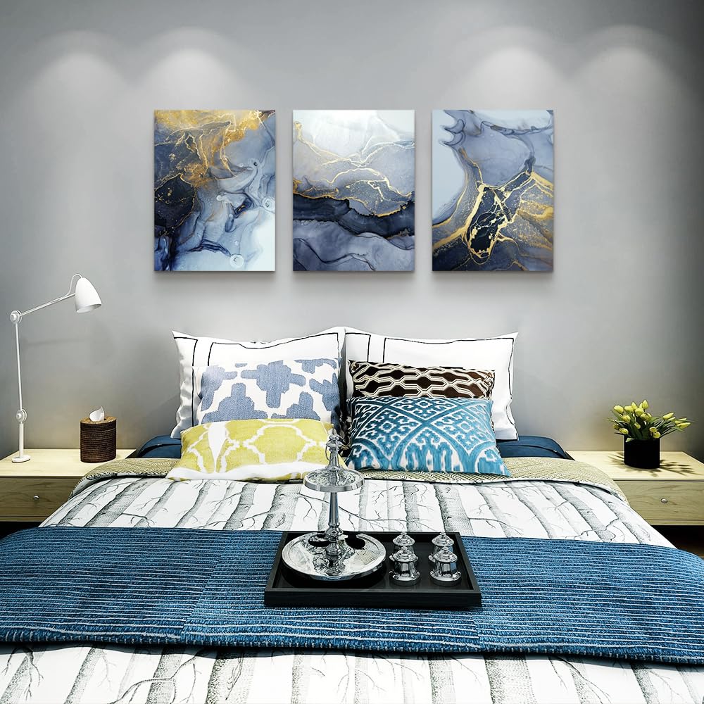 Lapremoly Abstract Canvas Wall Art - Bedroom, Living Room, Office & Bathroom Decor - 3 Piece Set (12x16 in)