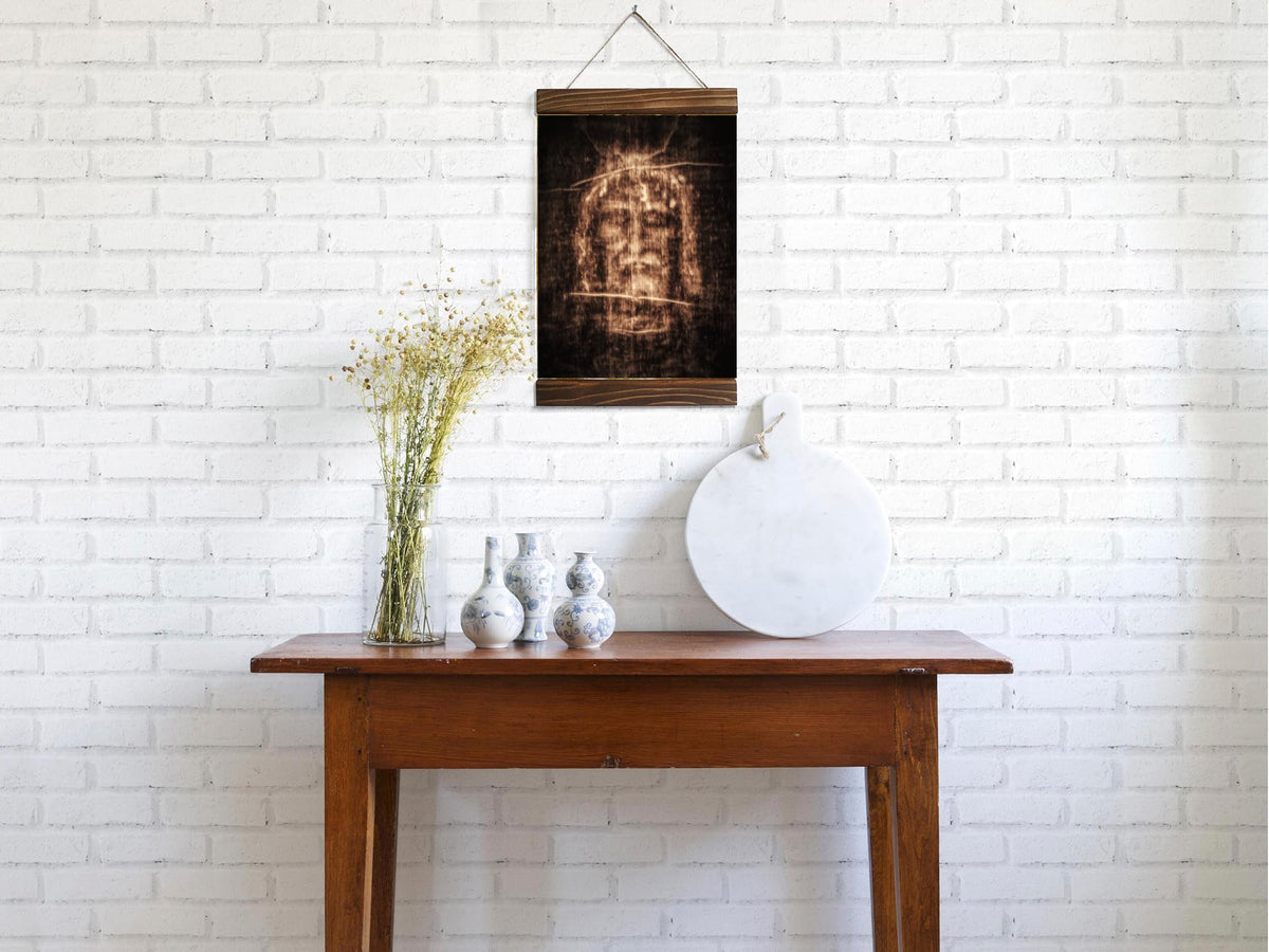 Shroud of Turin Holy Linen Wood Framed Canvas Print 8.7 x 11.8 Inches