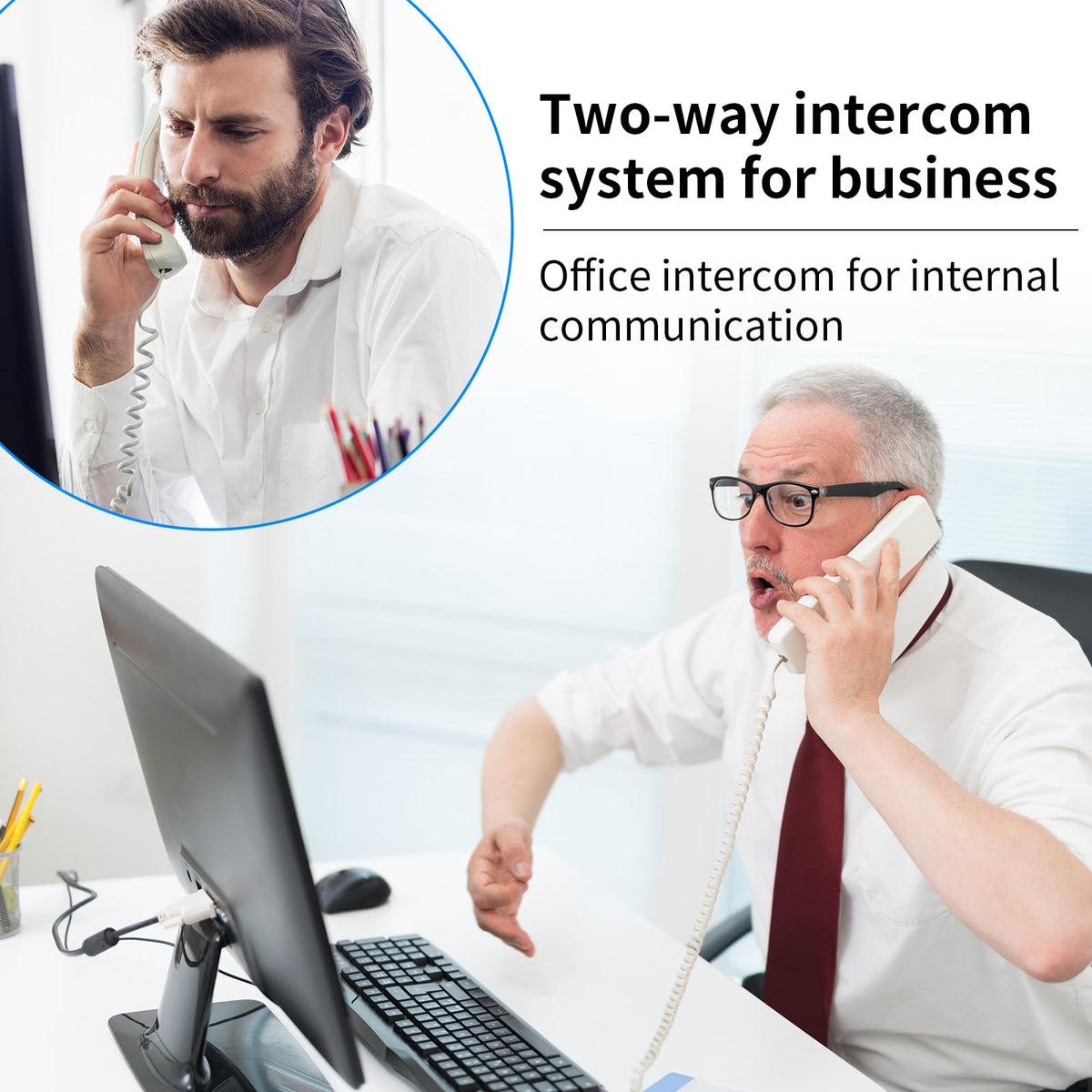 Intercoms Wireless for Home 2 Pack, Wireless Intercom System, Two Way Real-time Intercom Phone with 3280 Feet Range,Easy to Use Office Intercoms for Business