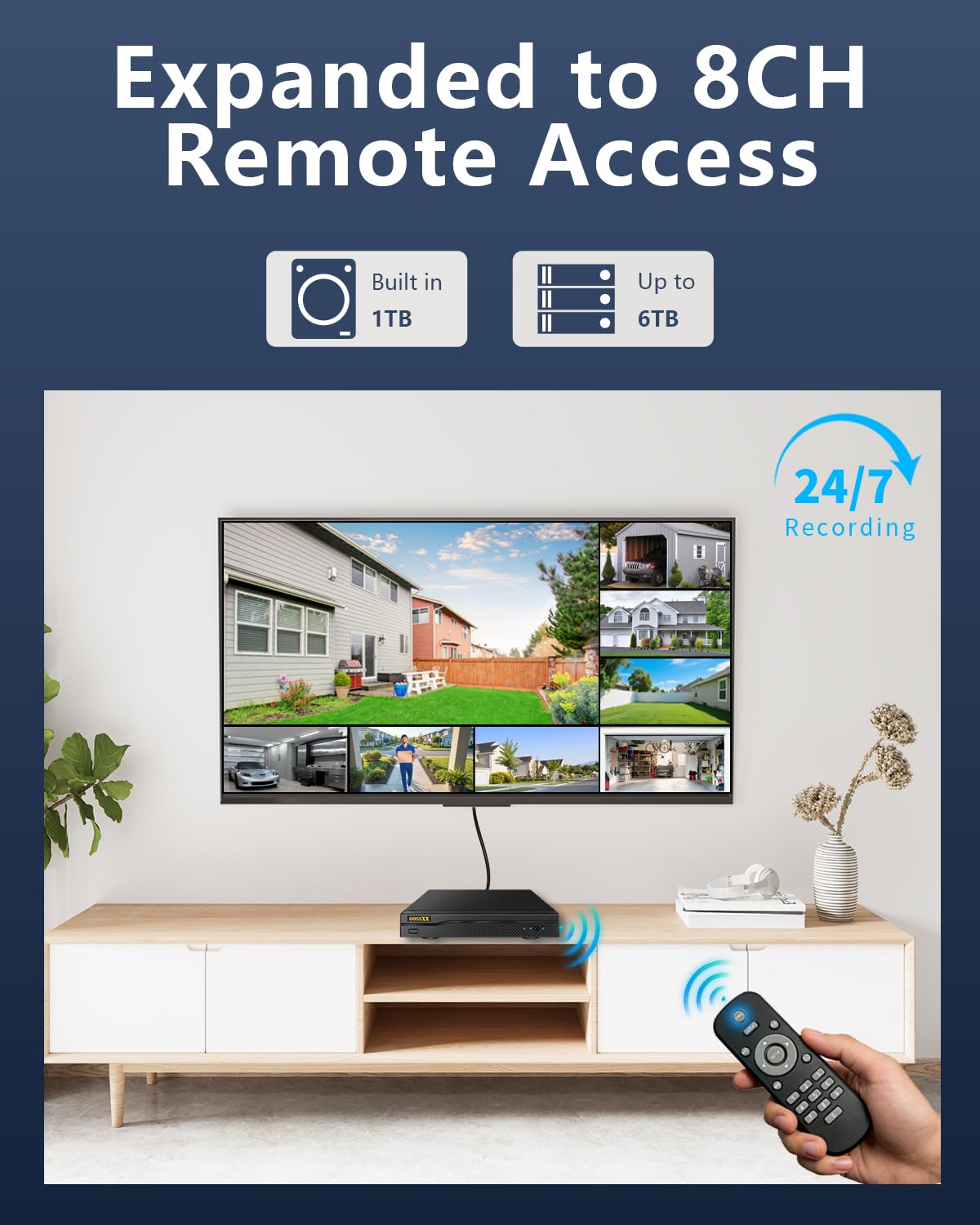 (2026 New) 4K PTZ Wired Outdoor Security Camera System, 8CH DVR with 1TB HDD, 4 Cameras, Remote Control, No Monthly Fee App, 122° Wide Angle, AI Human Detection, Audio Mic, IR Night Vision, Indoor