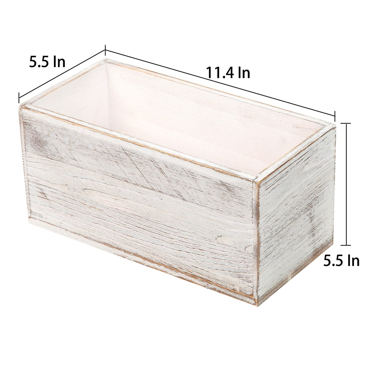ExoLiry Rustic White Washed Wood Mail Box Storage Holder File Organizer Tabletop Wooden Basket Letter Script Design Envelope Folder Decorative Container Desk Home Office Entryway Bedroom Living Room