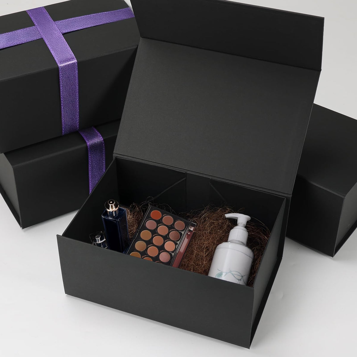 Schliersee 4Packs 9x6x4 Gift Box with Magnetic Lid for Present, Black Gifts Wrap Box for Mother's Day, Birthday, Wedding, Groomsmen Bridesmaid