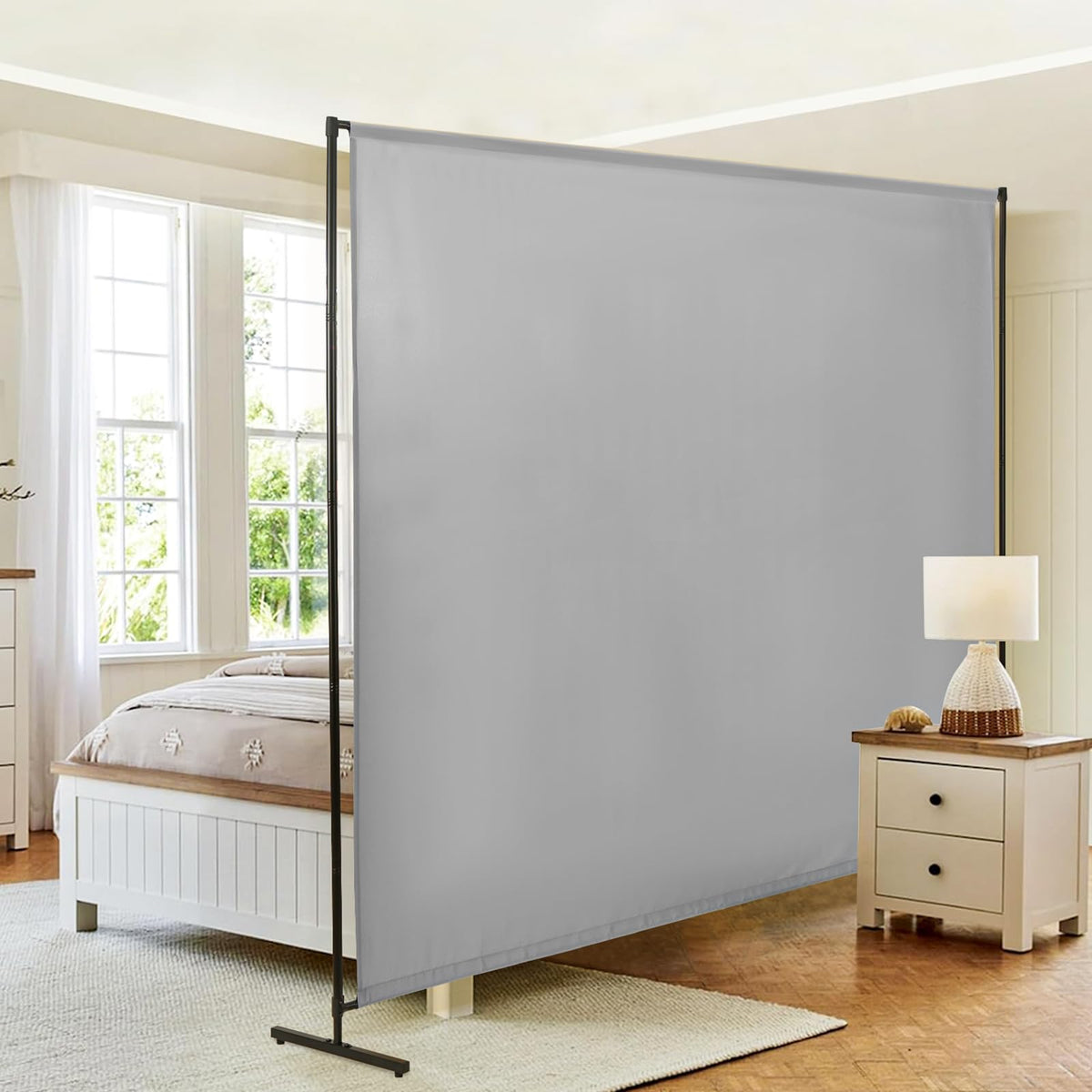 Room Divider Single Panel, 71''W x 71''H Height Adjustable Large Room Divider Panel for Office, Fabric Portable Privacy Screen Wall Divider for Room Separation, Freestanding Partition Separators