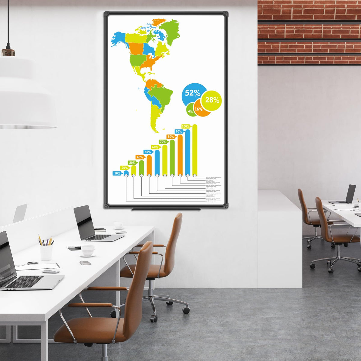 JILoffice Magnetic Whiteboard/White Board, Dry Erase Board 48 x 31 Inch, Black Aluminum Frame Wall Mounted Board for Office Home and School