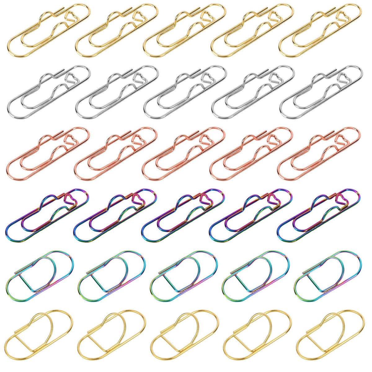 Fukaisu 30pcs Metal Pen Clips for Notebooks, 2 Styles Colorful Paperclip Pen Loop Holders Study Stationery Accessories for Book Journals Planners Office & School Supplies