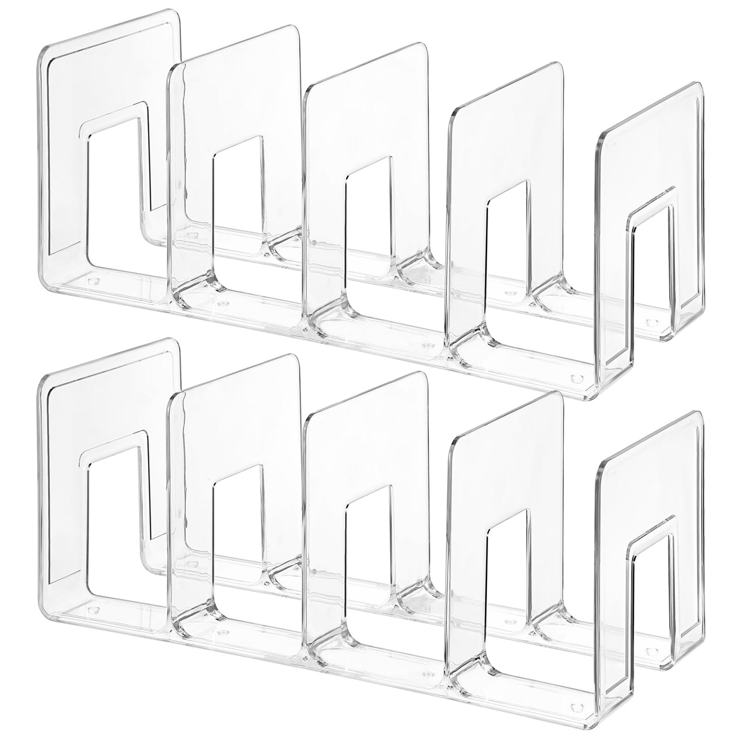 Lemecima 4 Pack Acrylic File Sorter, 4-Section Clear Desktop File Folder Holder Organizer, Thick Office Storage Stand Rack for Book, Envelopes, Mail, Document, Notebook, Binder, Purse, Clutch Divider