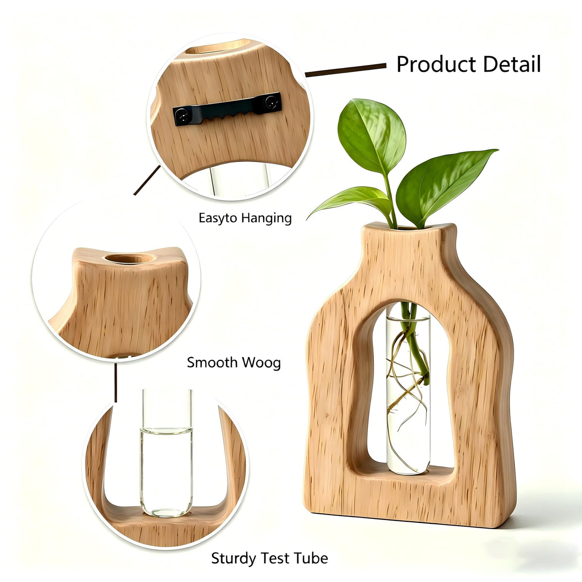 Plant Propagation Station Hanging Stand with Vases for Plants Wall Hanging Wood Stand Indoor Levitating Plant Pot Air Holder Window Boxes for Decor Flowers Holder Test Tubes