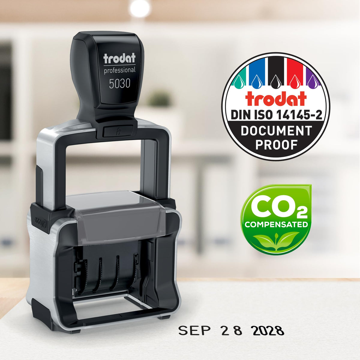 Trodat 5030 Professional 4.0 Date Only Stamp, Self Inking, Impression Size 1-5/8” x 3/8” (Black)