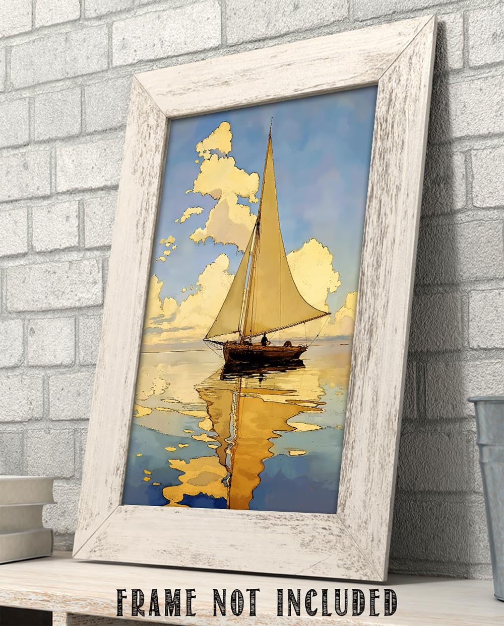 Sailing at Sunset Painting - 11x14 Unframed Poster - Seascape Art for Beach House, Vacation Home, and Nautical Decor - For Yacht Clubs, Sailing Enthusiasts, Man Cave, Home Office, and Living Room