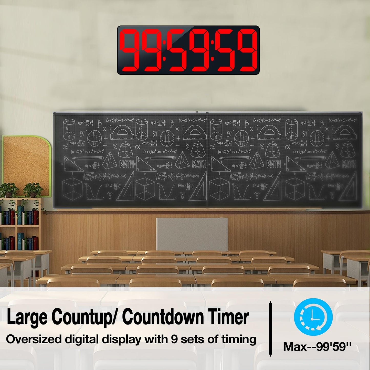 SJJSKY 17.2" Large Digital Timer Wall Clock with Remote Control, Count Down Up Digital Timer, Auto DST LED Big Digital Clock for Bedroom Kitchen Living Room Office Gym Home Decor, Red