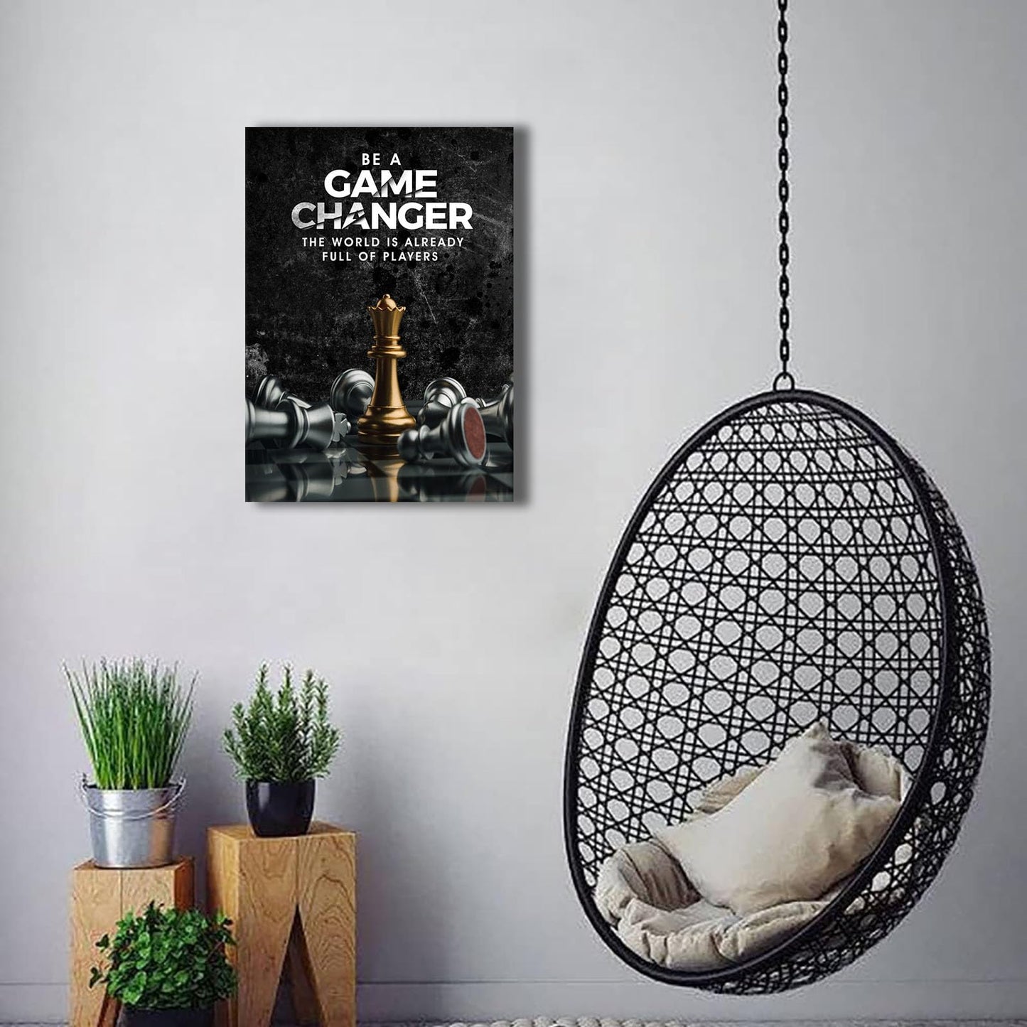 Inspirational Wall Art Be A Game Changer The World Is Already Full of Players Wall Decor International Chess Motivational Poster Canvas Painting Prints Wall Pictures for Home Decor Framed