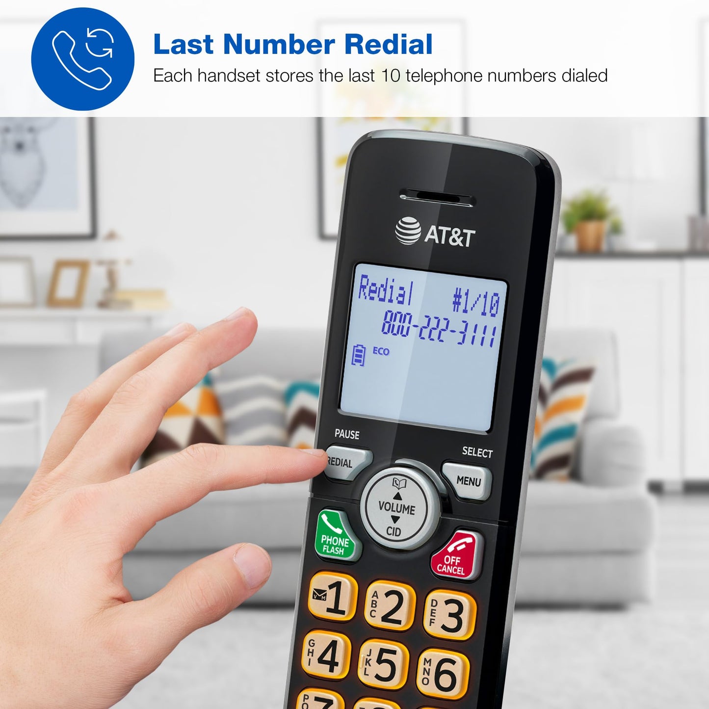 AT&T EL1121-21 2-Handset DECT 6.0 Cordless Landline Phone with Caller ID, Full-Duplex Speakerphone, Backlit Display & Keypad - Quiet & ECO Mode