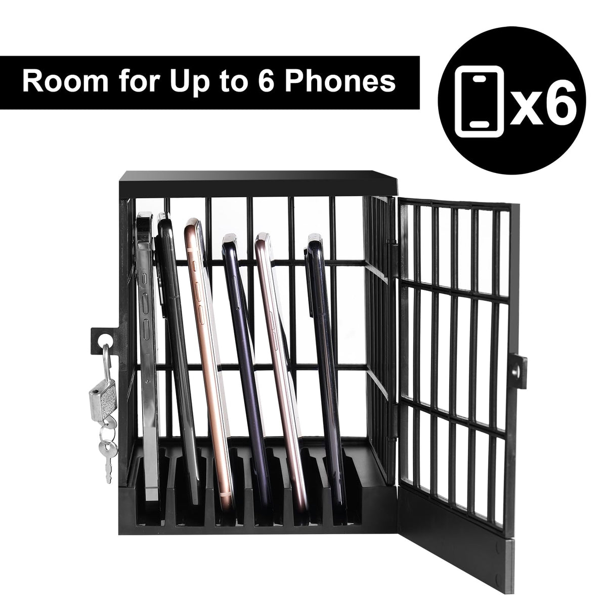 Gemaxvoled Cell Phone Jail Lock Box, Mobile Phones Prison Lockable Cage for Classroom Family Time Party