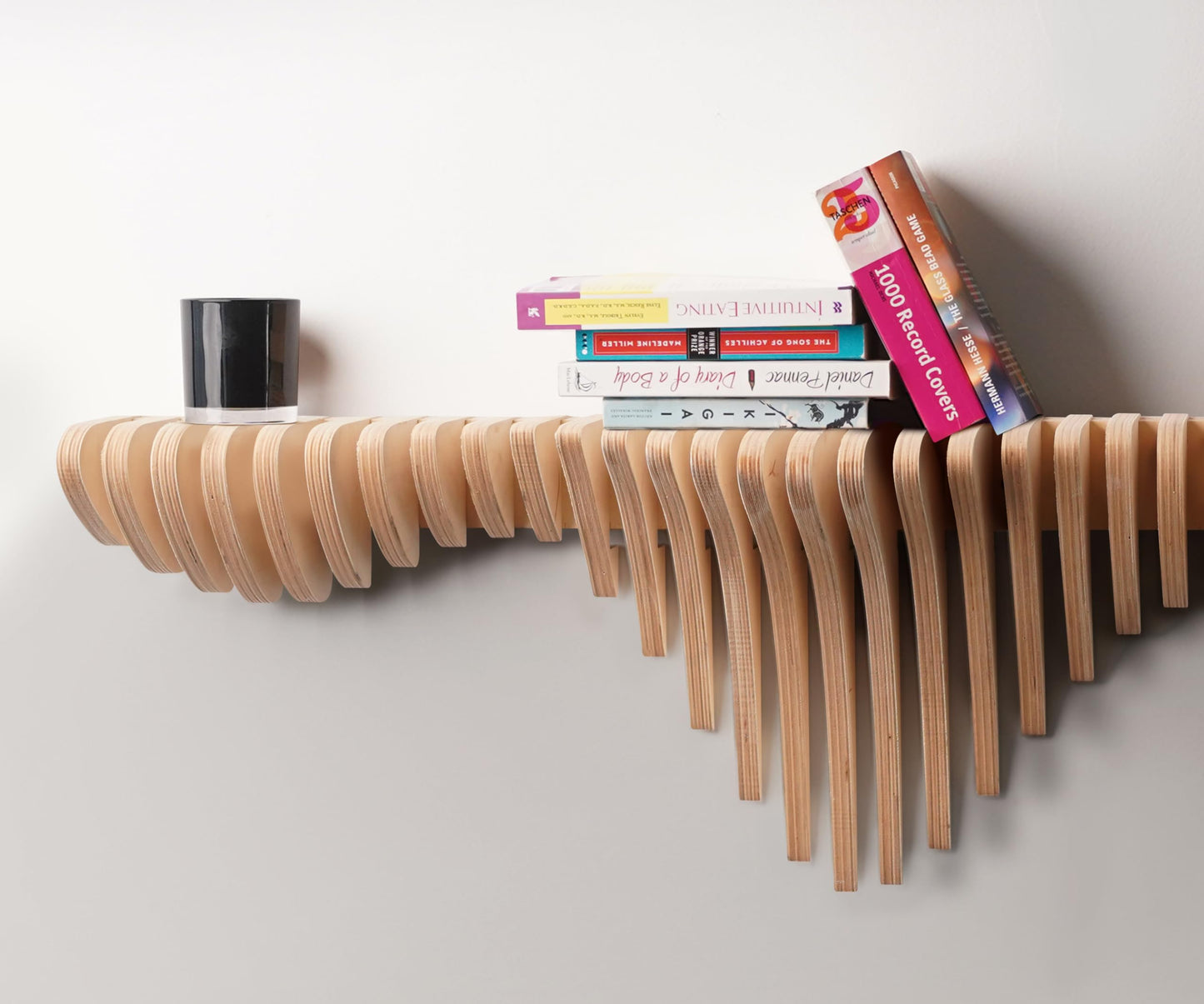Lukelli Wooden Sound Wave Floating Shelf-4.8ft Modern Wall Shelf, 58x14x8.5in, Home Decor Design Furniture, for Living Room, Bedroom, Office, Studio