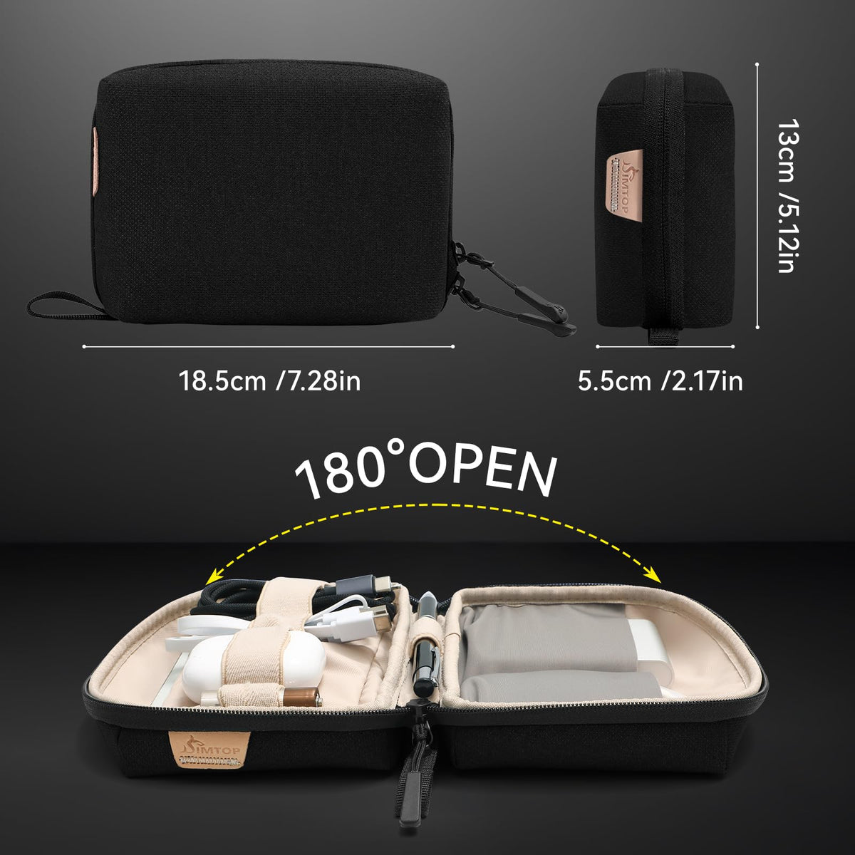 SIMTOP Small Electronics Organizer Travel Case, Portable Tech Case Pouch for Cable, Charger, Phone & Earbuds – Water-Resistant Cord Storage for Commute, Office & Business Trip – Compact Design