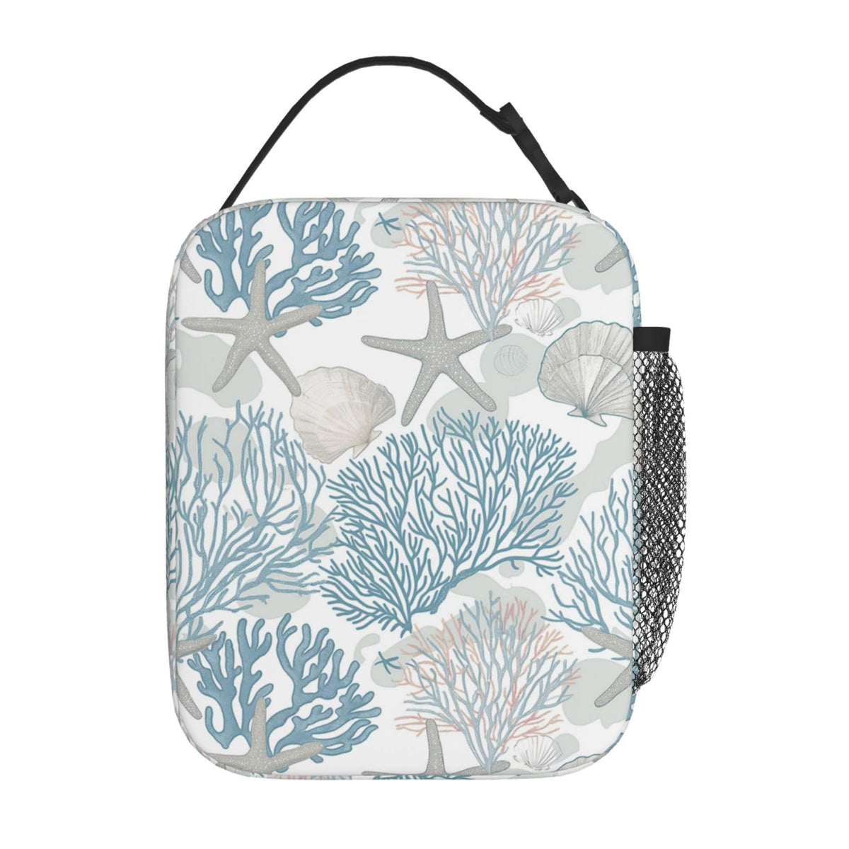 VANZEV Nautical Coastal Lunch Box for Adults Women Girls Boys Kids Starfish Seashell Coral Beach Lunch Box Insulated Cooler Reusable Lunch Bag Container Gifts for Work Office Picnic Travel School