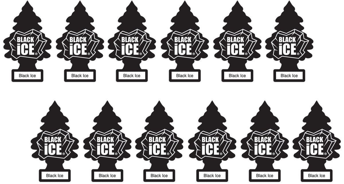LITTLE TREES Car Air Freshener | Hanging Paper Tree for Home or Car | Black Ice | 12 Pack
