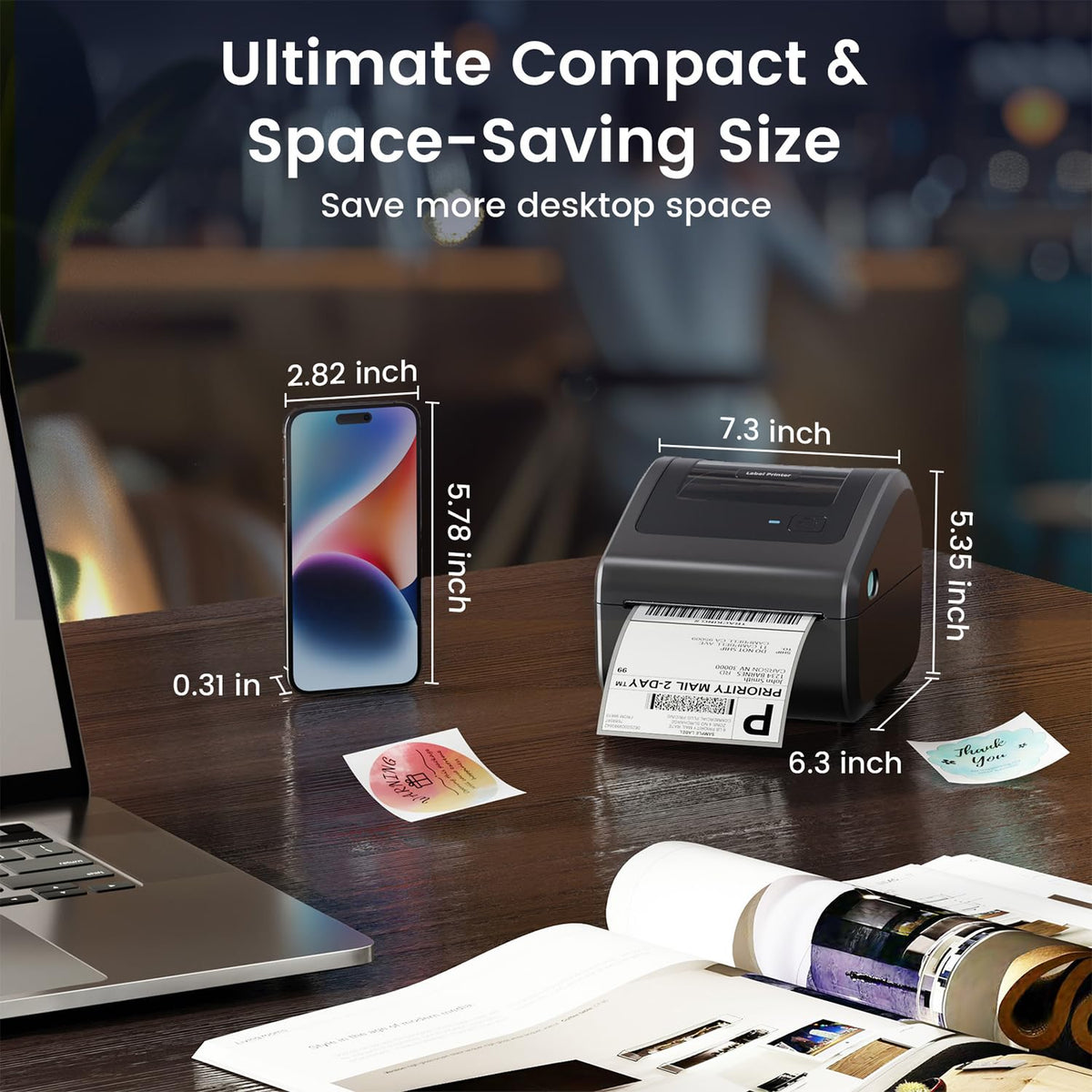 Omezizy Bluetooth Shipping Label Printer 4x6, D450BT Thermal Label Printer for Shipping Packages, Thermal Printers for Small Business, Compatible with Android, iPhone, Windows, macOS, Tiktok, UPS