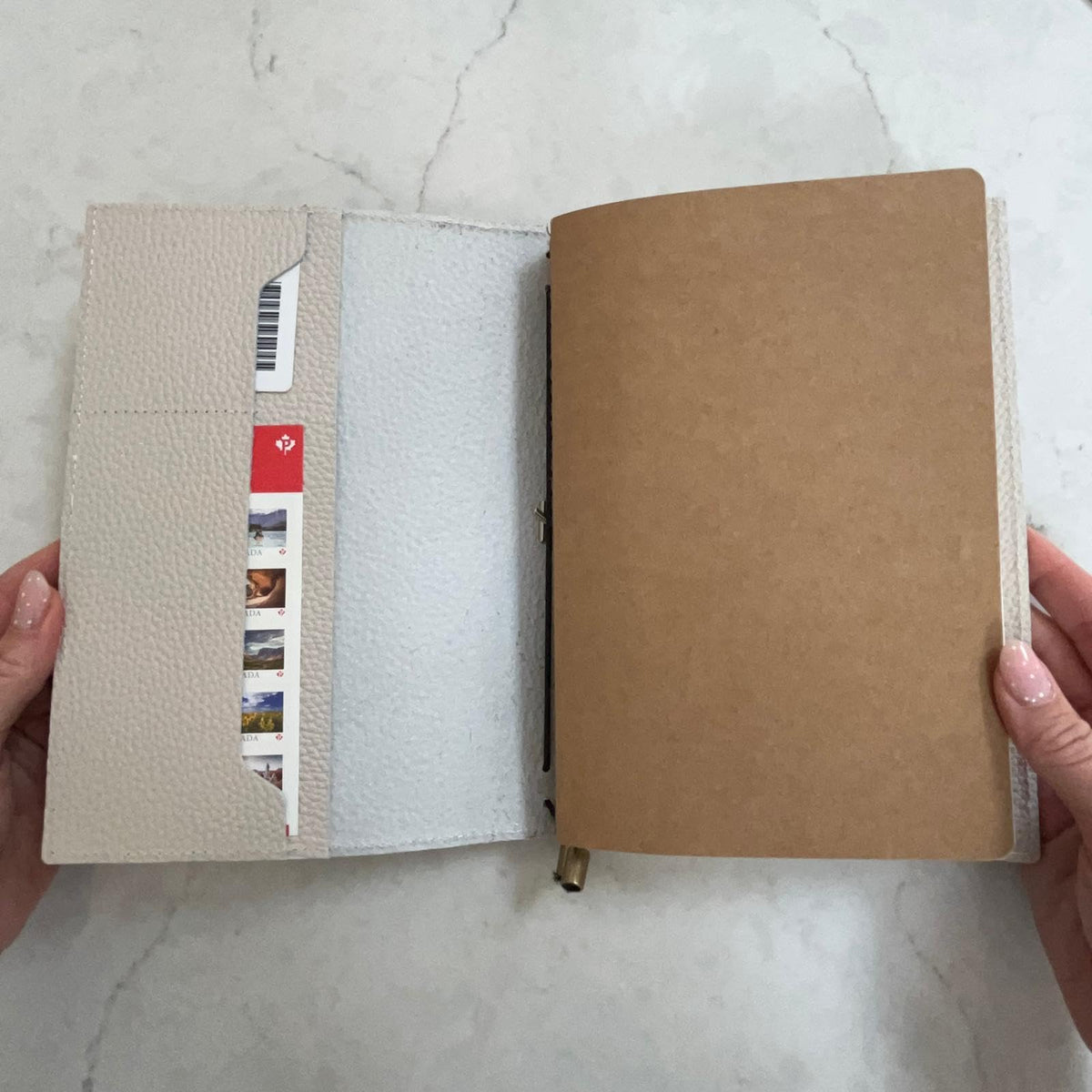WANDERINGS A5 Travelers Notebook with Pockets, Oat Colour - Genuine Leather Journal, 6"x8.5"/15cmx22cm. Refillable Travel Journal Rugged Enough to Capture All Life's Adventures. 120 GSM Blank Inserts