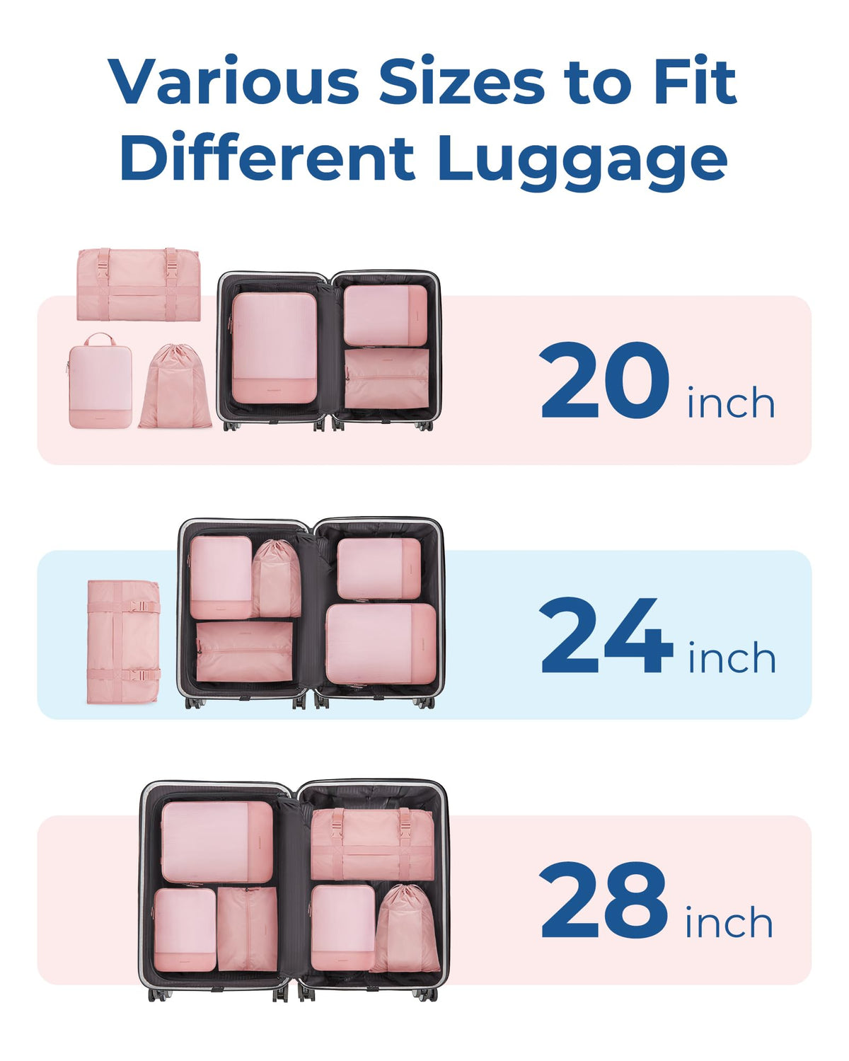 BAGSMART Hanging Compression Packing Cubes for Closet Organizers And Storage, 6 Set Suitcase Organizer Bags Set, Cruise Travel Essentials for Women, Beige
