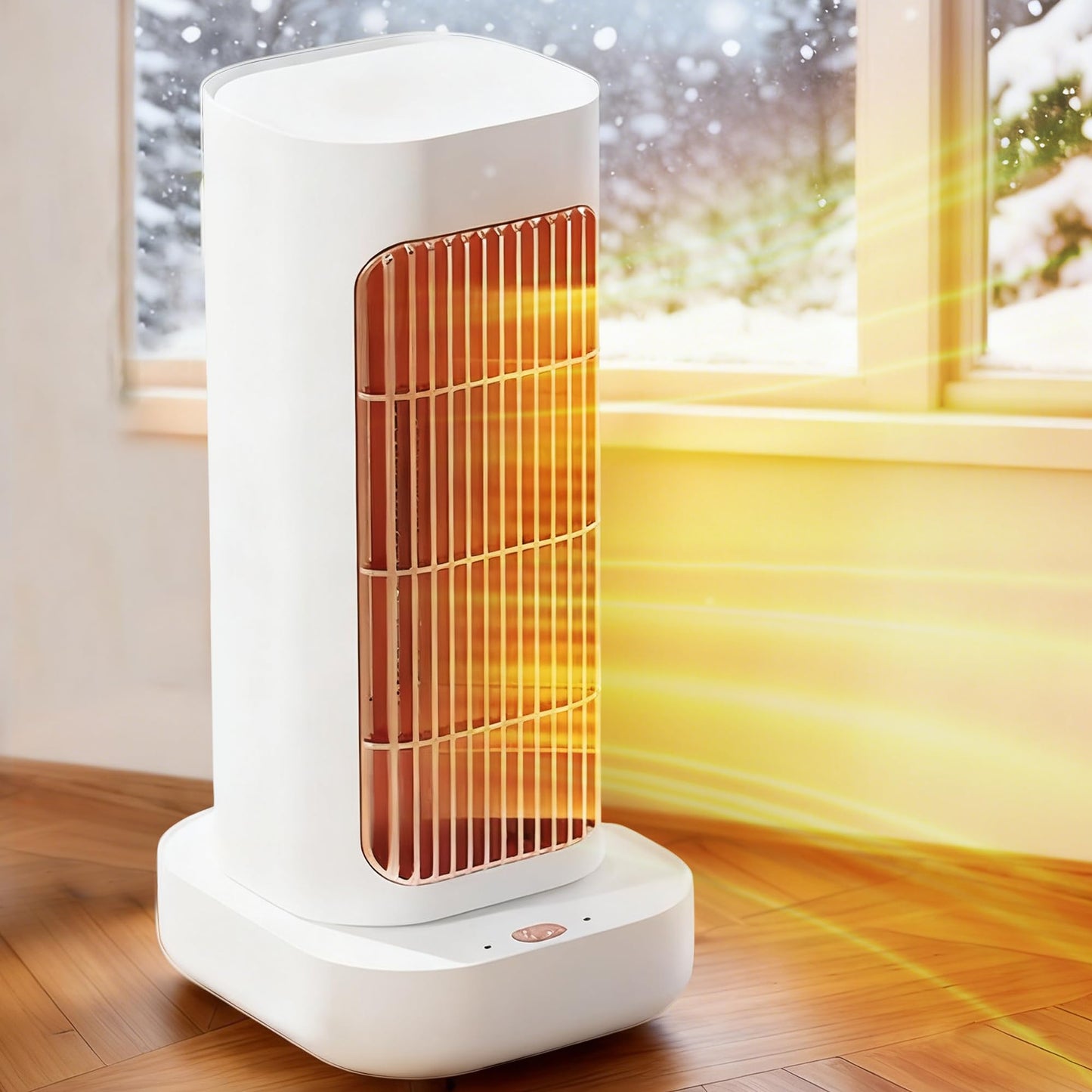 Space Heater, Small Electric Space Heaters with 90° Oscillation, Portable Space Heaters for Indoor Use, Overheat & Tip Over Protection Room Heater for Bedroom, Living room, Offices, Garage, White