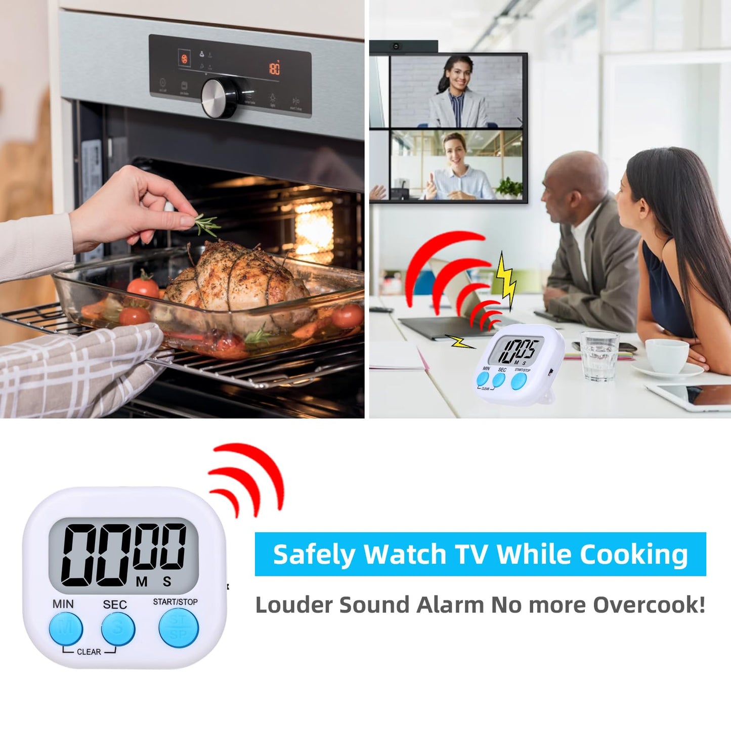 16 Packs Digital Timer Multi-Function Electronic Timers for Classroom Small Magnetic Countdown Stopwatch Mini Loud Alarm Stop Clock for Kitchen Cooking Games Meeting Study Work Baking Sports Office
