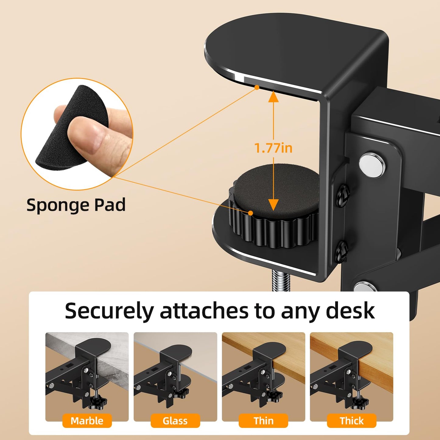 nediea Ergonomic Desk Extender Tray, 8.2"x7.6" Table Mount Arm Wrist Rest Shelf, 90° Foldable Elbow Support, Clamp on Computer Arm Rest for Desk, Office & Home Use, Wood