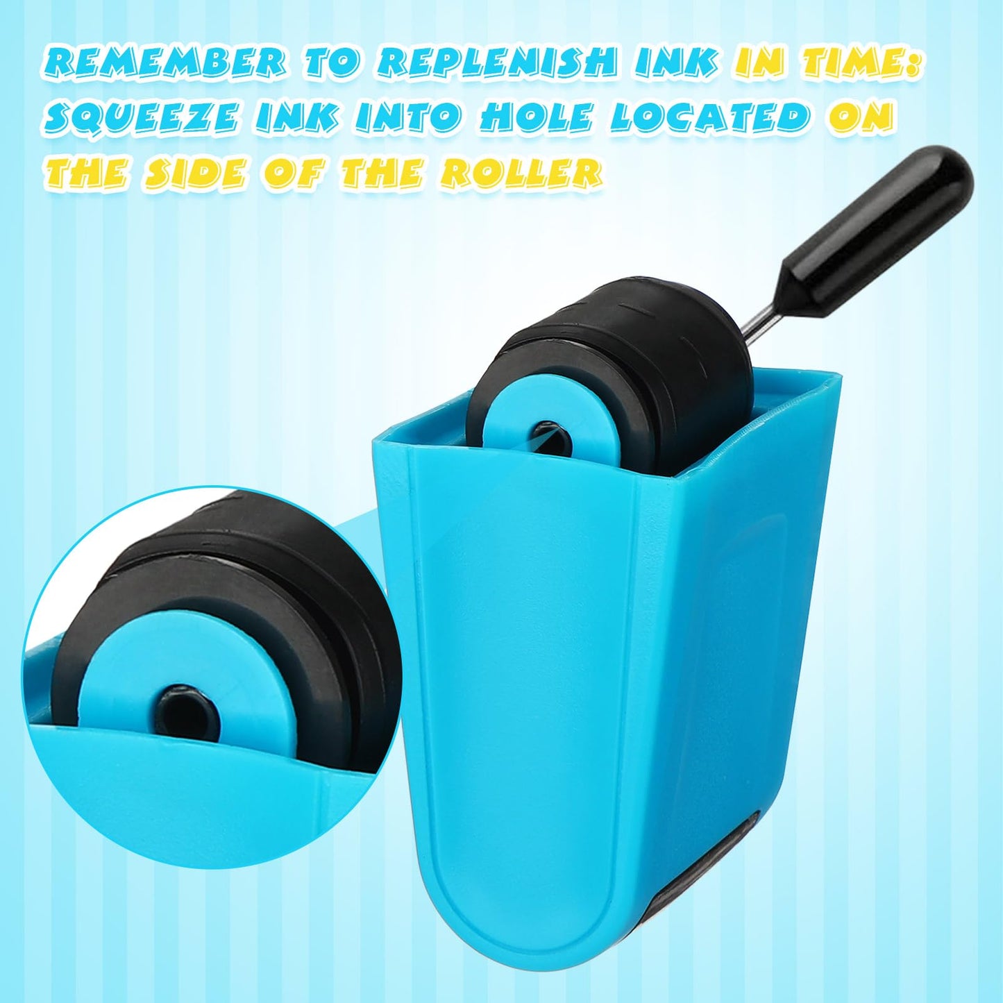 Teling 3 Pcs Dashed Handwriting Line Practice Roller Stamp Self Inking Line Rolling Stamps Teacher Stamp Sentence Strips Handwriting Practice for Kid Teacher Classroom Office (Blue, Green, Pink)