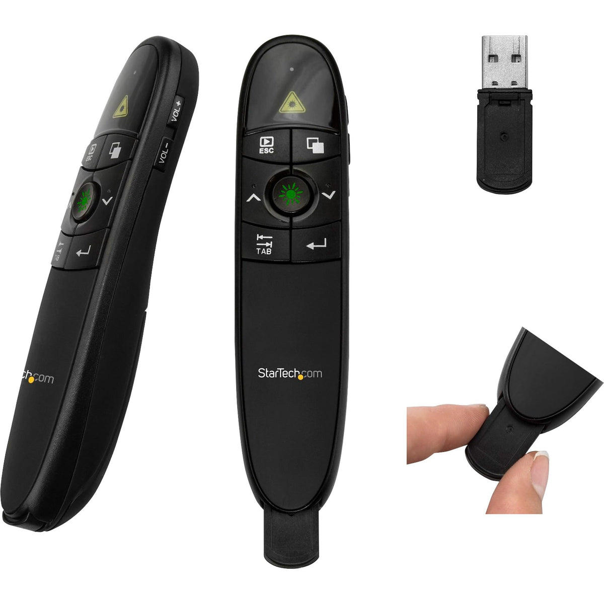 StarTech.com Wireless Presentation Remote with Red Laser Pointer - 90 ft. - PowerPoint Presentation Clicker for Mac & Windows , TAA (PRESREMOTE)