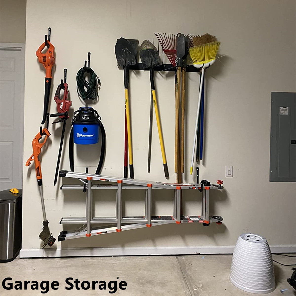 Garage Storage Ladder Hooks with 12" Jumbo Arm, 8 Pack Heavy Duty Wall Mounted Storage Hanger Utility Organizer for Bicycle, Folding Chairs, Bike and Garden Tools