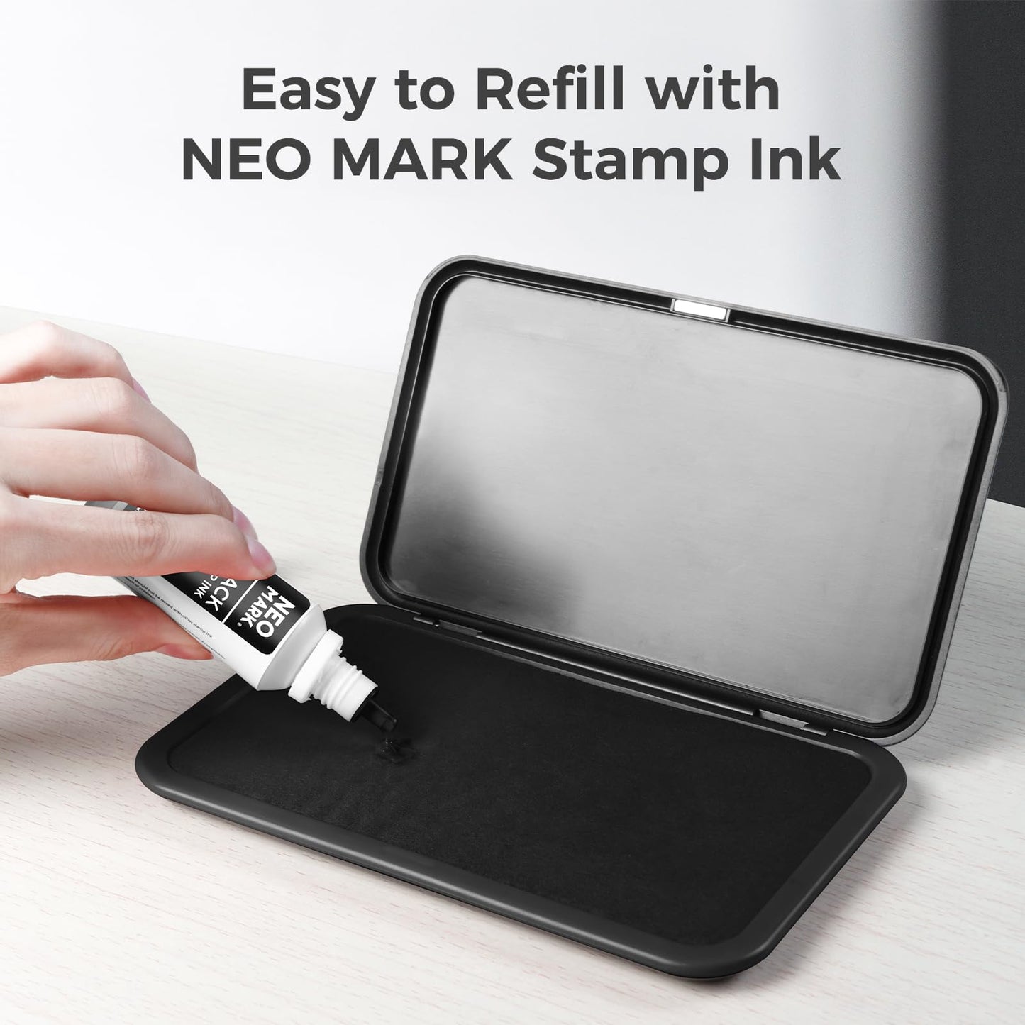 NEO MARK Large Stamp Pad - 3.50"x 6.25", Magnetic Lid, Premium Quality Felt Stamp Pad (Black)