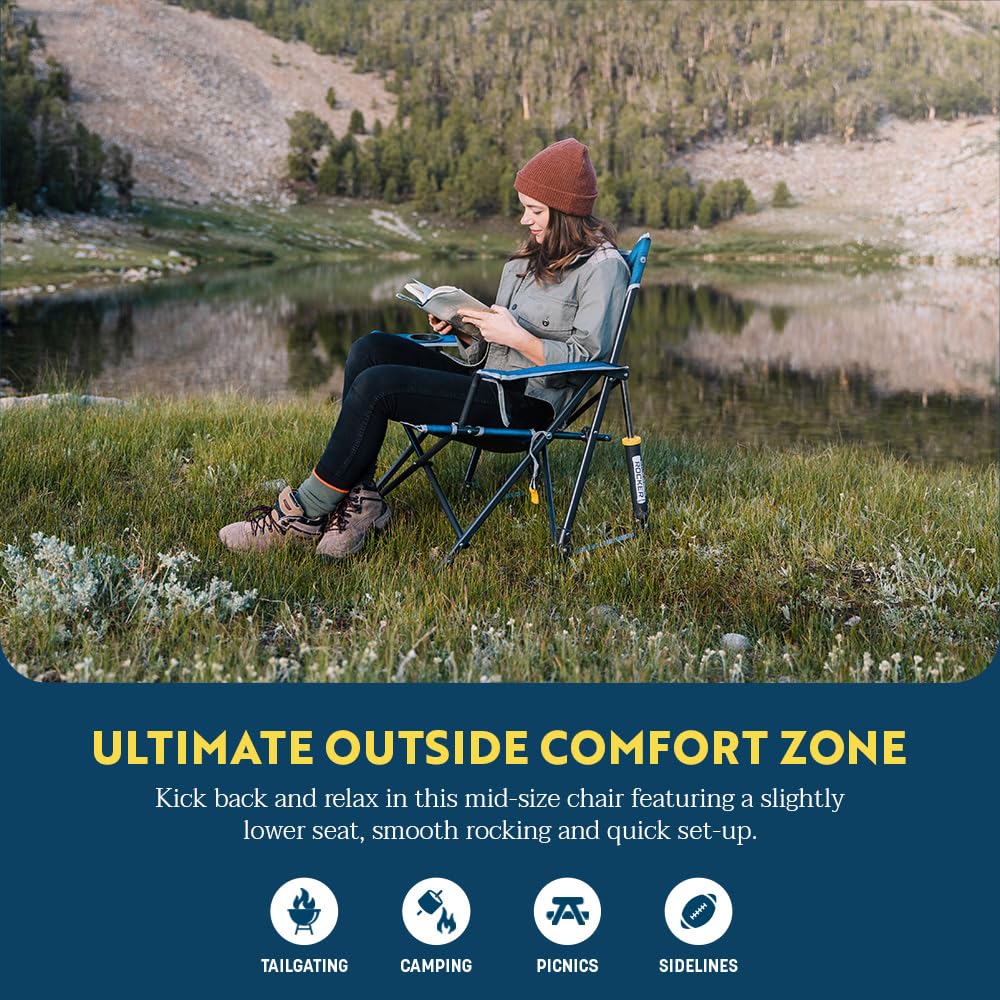 GCI OUTDOOR Kickback Rocker Outdoor Rocking Chair with Beverage Holder