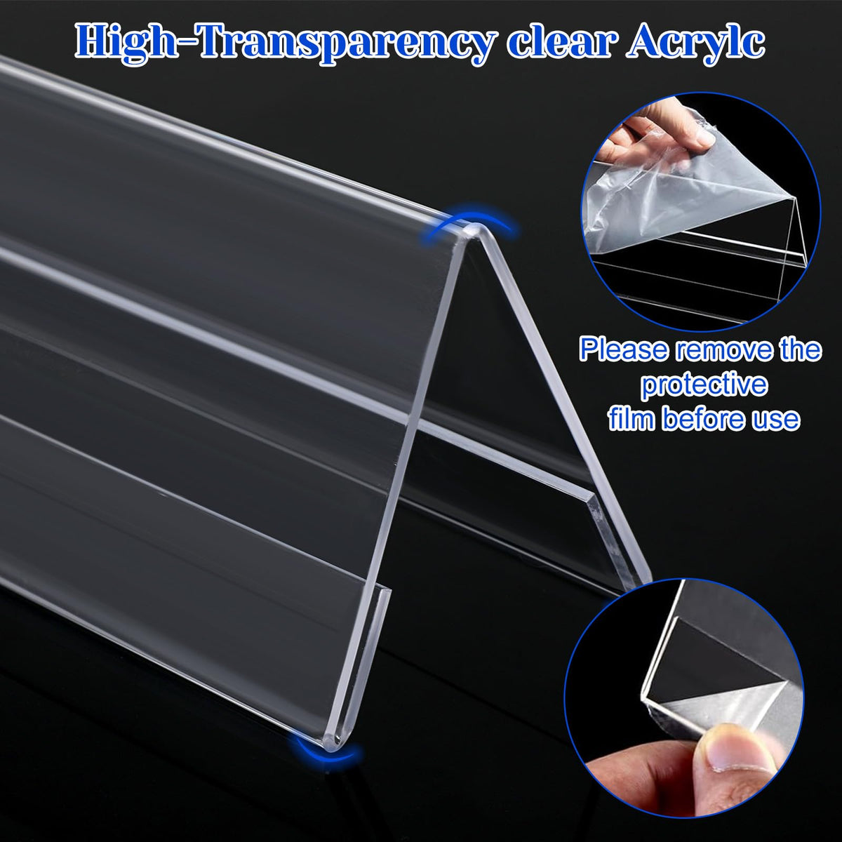 12 Pack Acrylic Name Plates for Desks, 3x8.5 Clear Tent Nameplate Display for Office Conference, Thickness: 2.1mm, Single Weight: 110g Reusable Name Tent Holder for Business Event