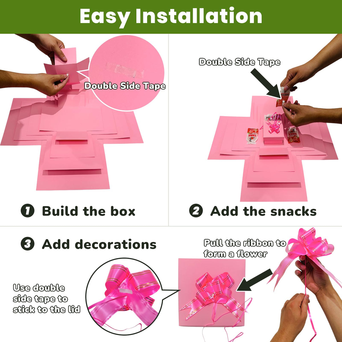 LOOMROOT Gift Box for Holidays, 5 Layer Surprise Picture Box Opens Up, Multi Layer DIY Photos Gift for Birthdays (PINK)