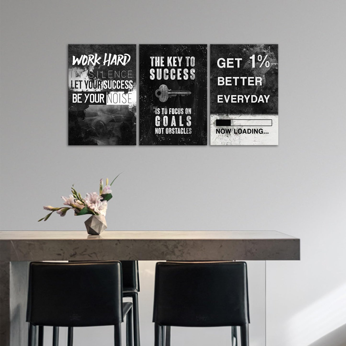 Motivational Wall Decor Success Goal Inspirational Canvas Wall Art for Office Quotes Pictures Motivational Posters Framed Canvas Wall Art Prints Artwork Office Bedroom Gym