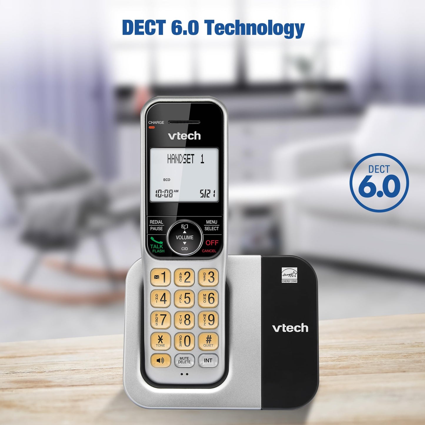 VTech Cordless Phone System for Home with Call Block, Large Display & Buttons, Backlit Screen, Full-Duplex Speakerphone, Caller ID/Call Waiting, DECT 6.0, Easy to Use, Table & Wall Mountable | CS5319