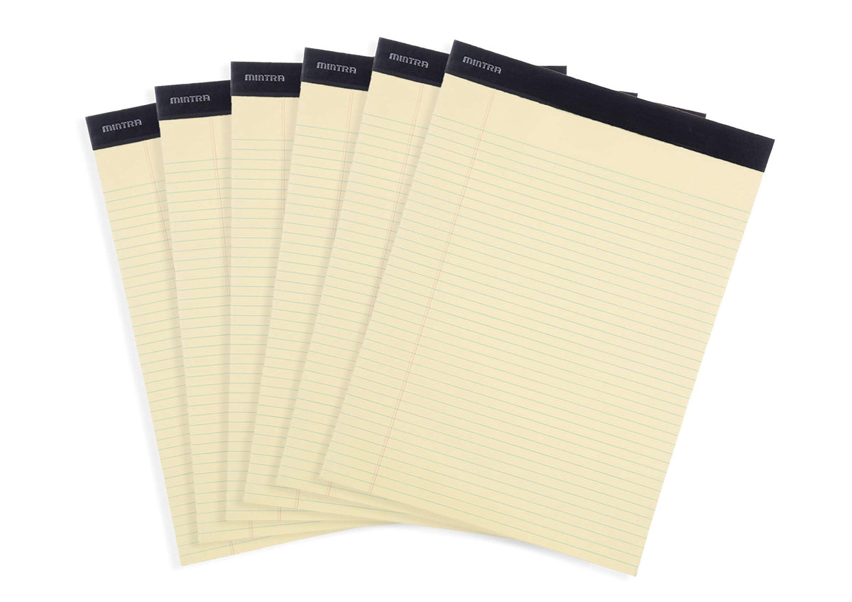 Mintra Legal Pad Bundle – 6 Pack 8.5"x11" Canary Yellow Narrow Ruled Legal Pads + 6 Pack 5"x8" Green Narrow Ruled Legal Pads, Micro-Perforated Writing Pads for Office, School & Note Taking