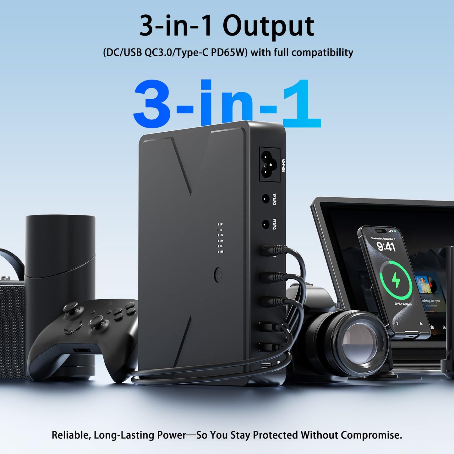 13PCS Mini UPS Battery Backup Power Supply 20000mAh/74Wh Lithium, PD65W & QC3.0 DC UPS Battery Backup & Surge Protector for Compute,Uninterruptible Power Supply for WiFi Router Phone Camera