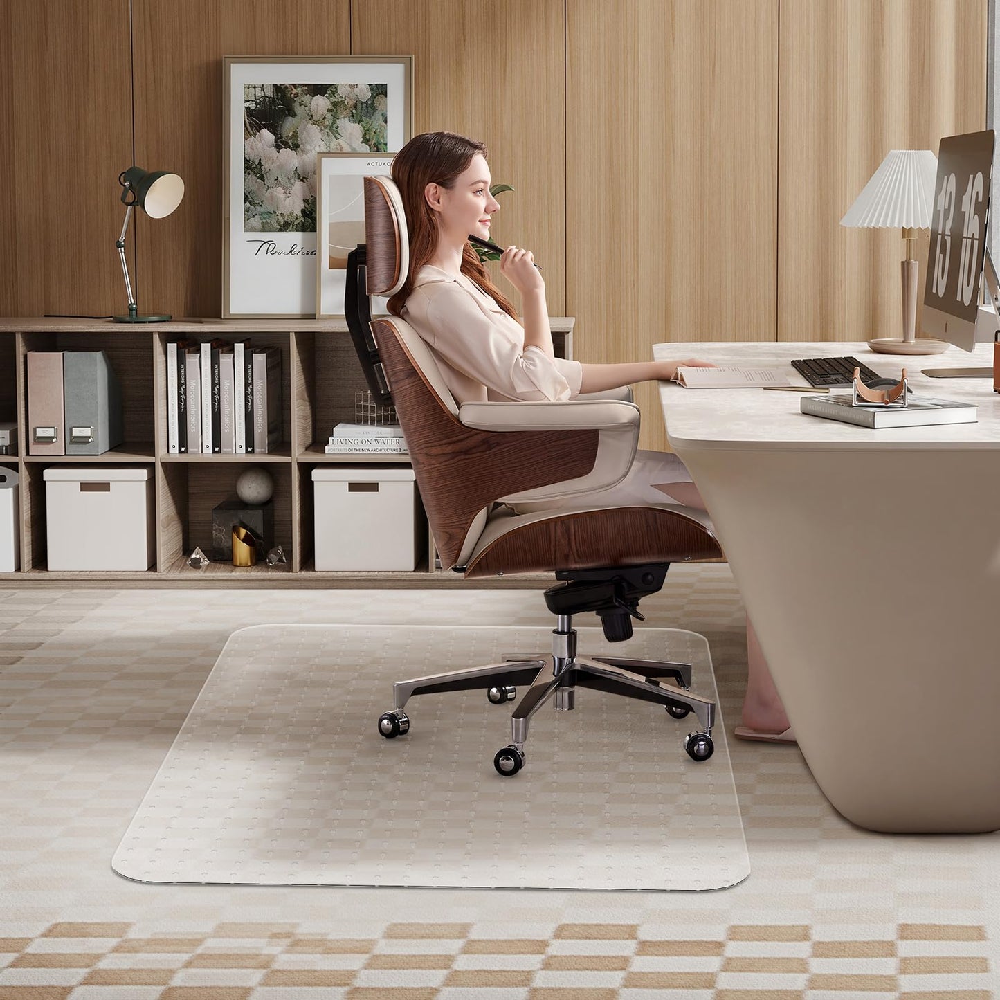 WASJOYE Office Chair Mat for Carpet, Desk Chair Mat for Carpet, Thick Computer Chair Mat with Non-Slip Studded for Home and Office Low Pile Carpet, 48" x 60"