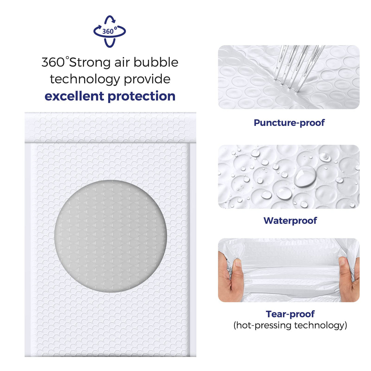 Fuxury White Bubble Mailers 10.5x16" 40 Pack,Padded Envelopes Self Seal Bubble Mailer Waterproof Padded Mailer Bubble Envelopes Cushioning Bubble Shipping Mailer for Clothing, Packaging&Small Business