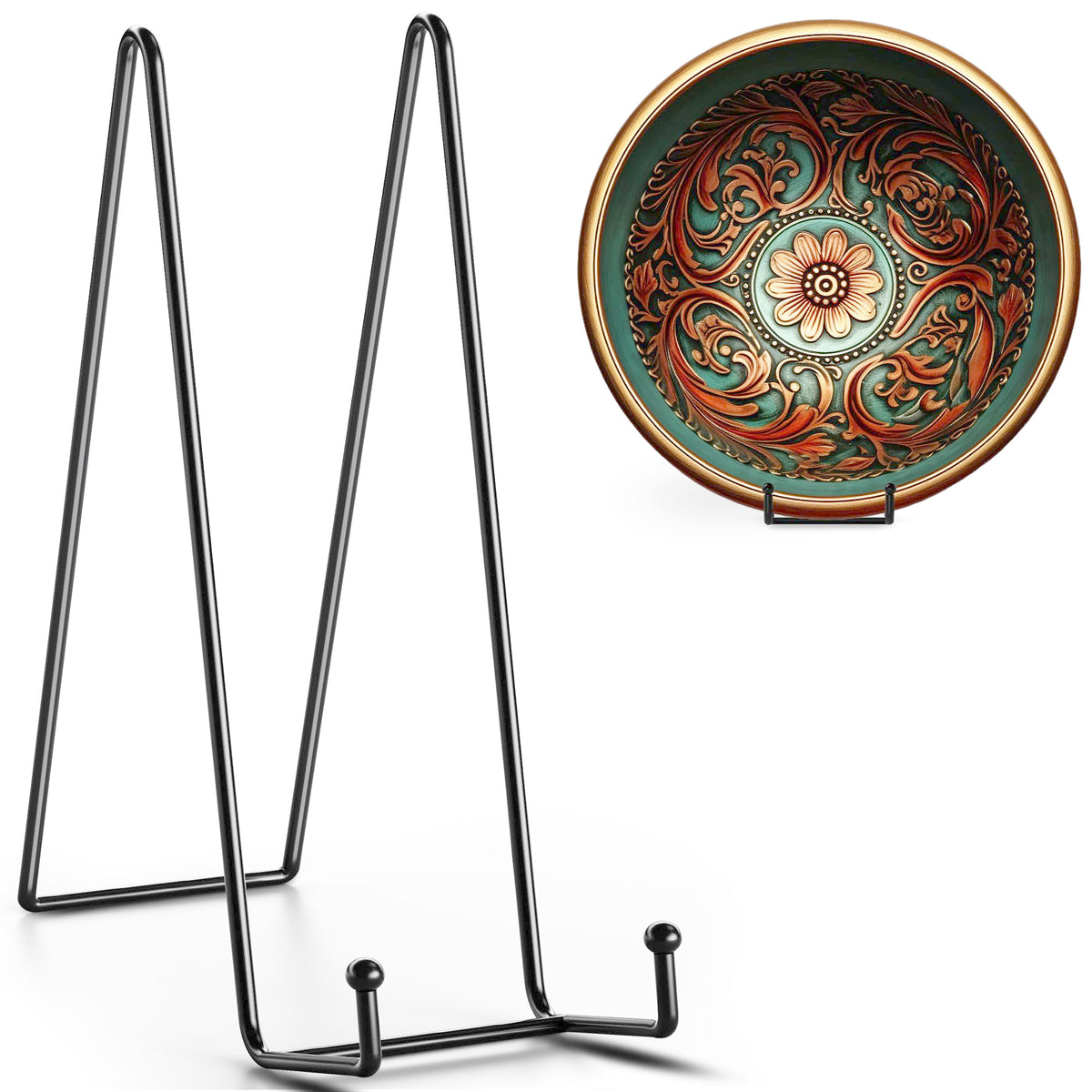 TR-LIFE 16 Inch Black Metal Plate Stand (3 Pack) - Heavy Duty Picture and Display Stand for Large Plates, Frames, Platters and Art