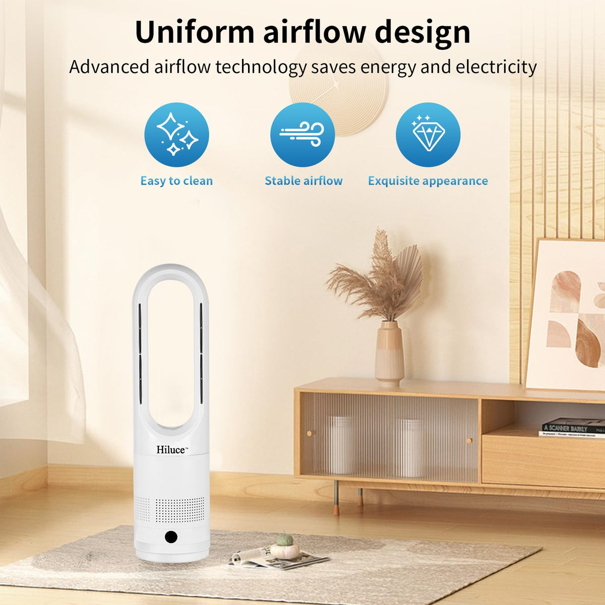 Hiluce All Season Bladeless Fan, 1400W Space Heater & 40W Tower Fan Combo with Remote,25dB Quiet Heater Fan Combo,90° Oscillation,8 Speeds, 9H Timer,Fast Safety Heat for Bedroom, Kitchen, Office 22"